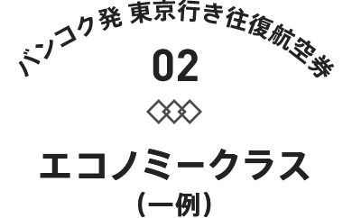 バンコク発 東京行き往復航空券01 エコノミークラス(一例)