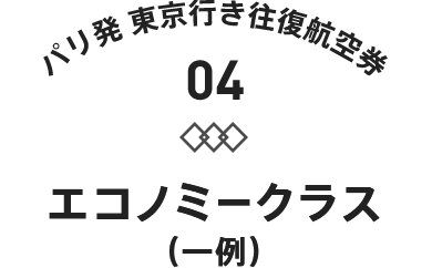 パリ発 東京行き往復航空券01 エコノミークラス(一例)