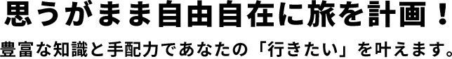 豊富な知識と手配力であなたの「行きたい」を叶えます。