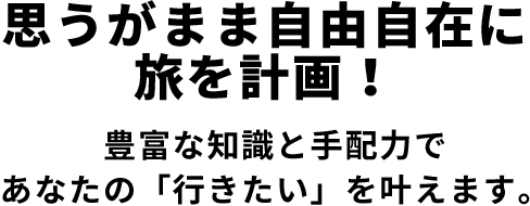 豊富な知識と手配力であなたの「行きたい」を叶えます。