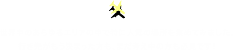 世界中のあらゆるエリアの中で特に人気の場所を集めてみました。行き先がもう決まった方も、まだ考え中の方も必見です！